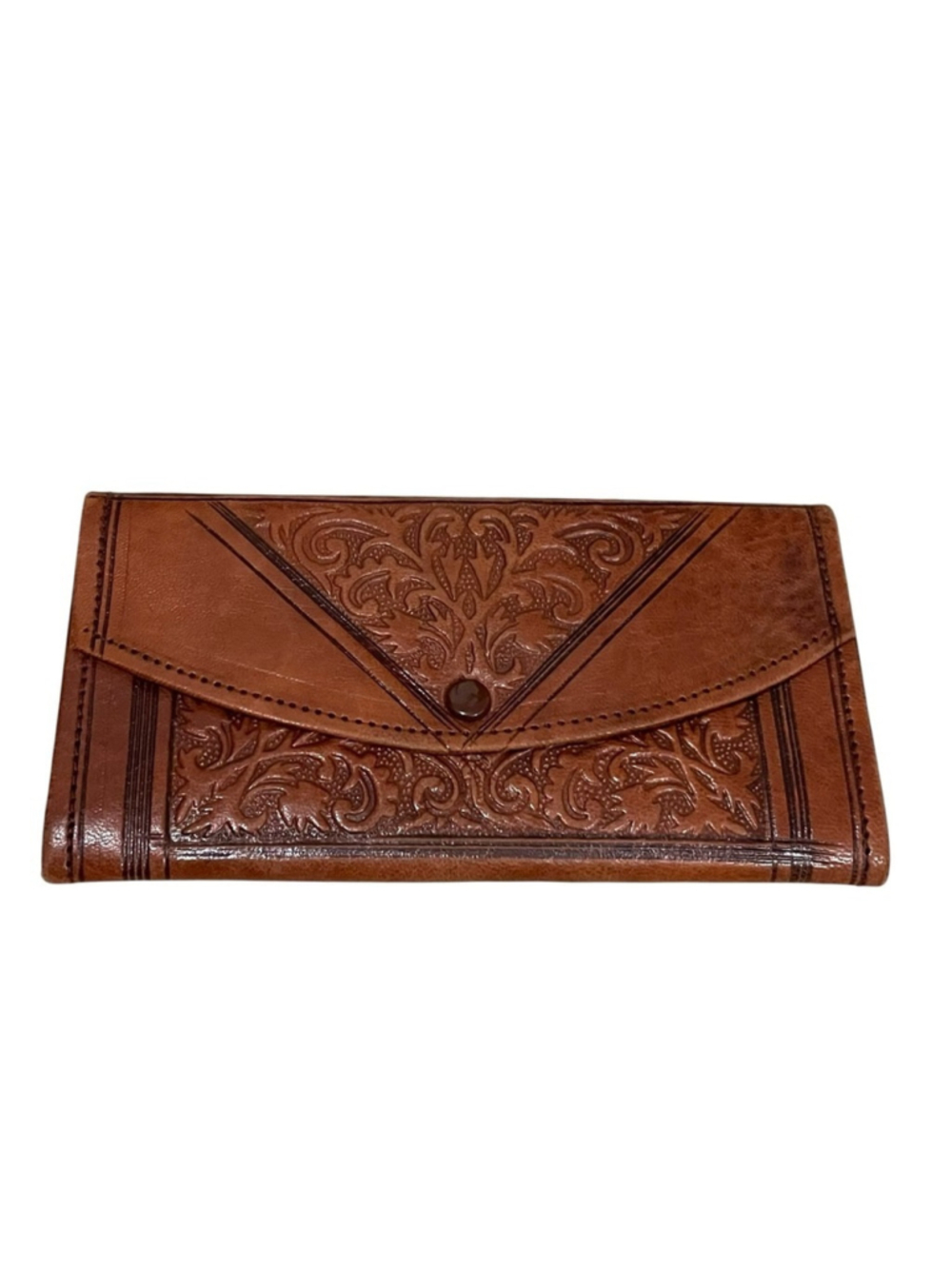 Vintage Boho Hand Crafted Brown Leather Wallet